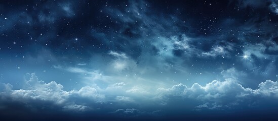 Natural panoramic view of galaxy with stars on night sky background and stars