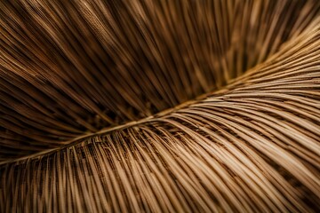 Obraz premium An abstract art background image of a detailed close-up of a coconut leaf focusing on the natural patterns, wallpaper 