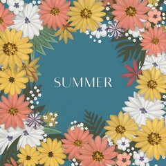 Summer small Floral Background, photo, illustration ai generated