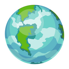 Solar system design icon element, Earth. Galaxy discovery and exploration. Astronomy science banner design for kids learning. Flat design cartoon style vector illustration