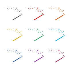  Magic wand icon isolated on white background. Set icons colorful