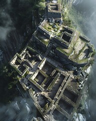 A breathtaking aerial snapshot capturing the majestic essence of Machu Picchu, showcasing its ancient grandeur from an epic vantage point.