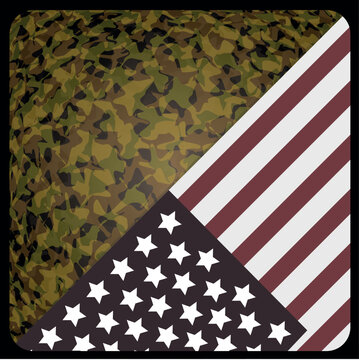 Military Theme Background With Camo And American Flag