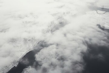 Aerial view of winter scenery minimalist romantic riverscapes