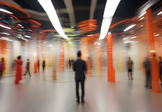 Blurred image of an avant-garde art installation, generative AI