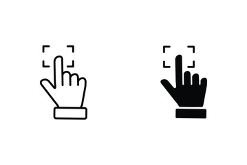 Hand with fingerprint vector icon. Finger scan symbol. Biometric sign. Security identification pictogram.