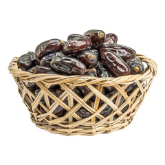 Dates in basket  on transparent background