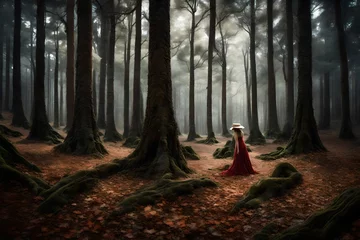 Foto op Plexiglas person in the forest © Nooruliman