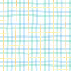 Gold Green Blue Plaid Hand Drawn Background Overlay