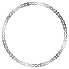 Silver round metal frame isolated on white. Vector frame for photo. Frame for text, certificate, pictures, diploma. Luxury, gold, wedding, celebration. Zig Zag frame