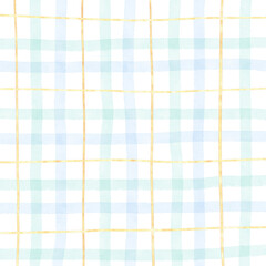 Gold Green Blue Plaid Hand Drawn Background Overlay