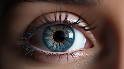 Fototapeta premium Beautiful Blue Woman Eye with Black Eyelashes