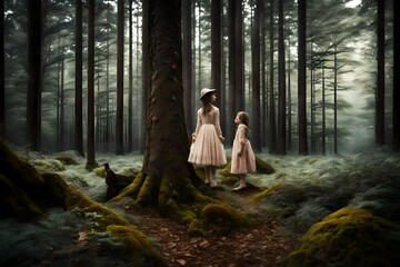 two girls in the forest