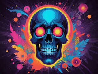 psychedelic illustration of a skull, DMT art concept 