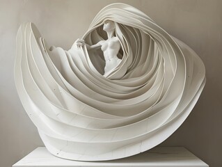 Design a 3D sculpture that plays with perspective and dimension in a dynamic and impactful way