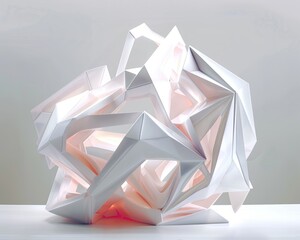 Design a 3D sculpture using geometric shapes and futuristic aesthetics - obrazy, fototapety, plakaty