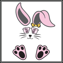 Easter Design | Cute Bunny Face Vector Design | Print Design | SVG Cut File