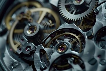 A close up of a clock's inner workings