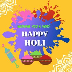 Fototapeta na wymiar Celebrate the vibrant festival of colors with joy and laughter! Wishing you a Happy Holi filled with love, laughter, and endless hues of happiness. Let the colors of unity and togetherness