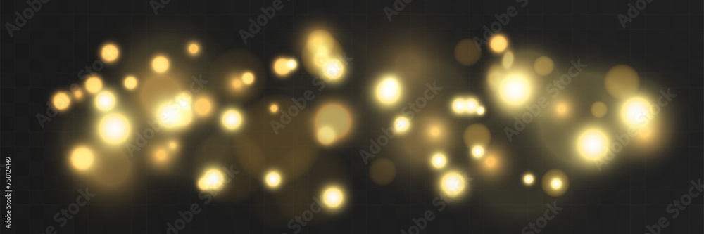 Poster Blurred shining shiny bokeh on a dark background. Festive background.	
