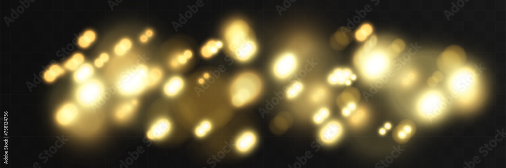 Poster Blurred shining shiny bokeh on a dark background. Festive background.	

