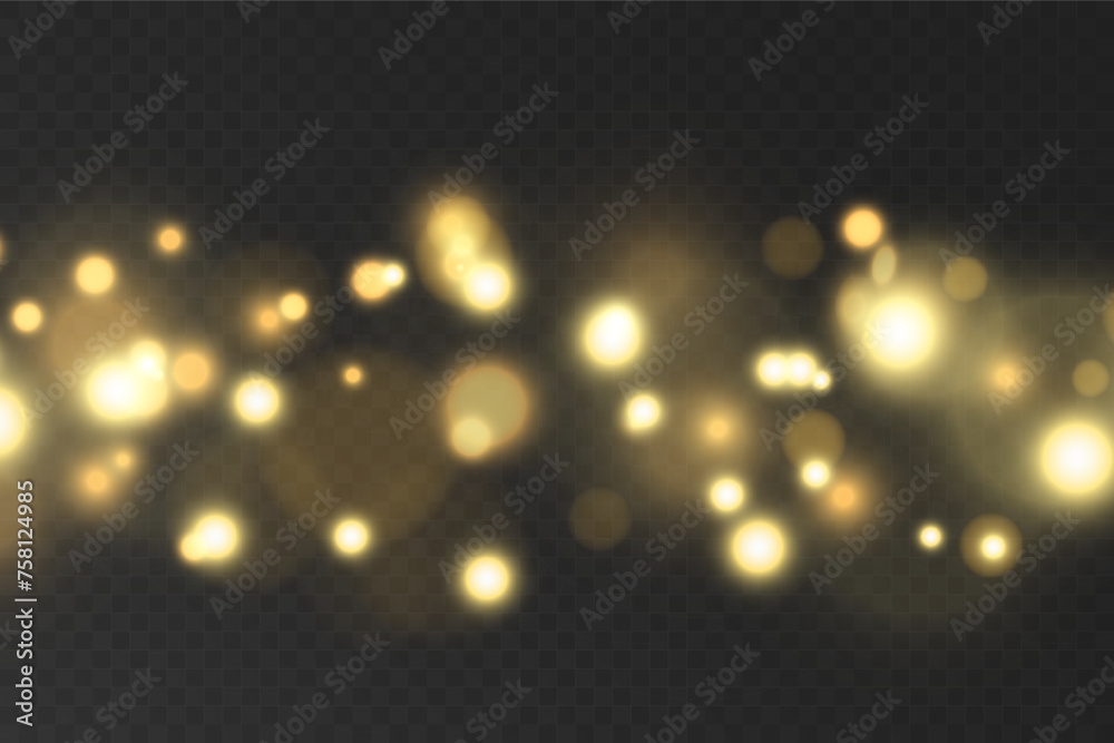 Poster Blurred shining shiny bokeh on a dark background. Festive background.	
