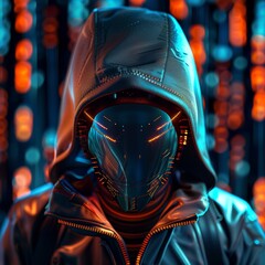 Hacker on bokeh light background, internet crime concept, cybercrime concept, cyberattack, dark web.