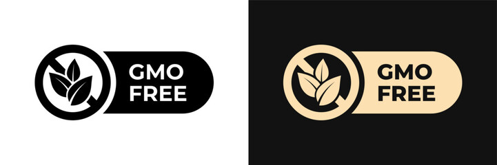 GMO free icon. Non GMO label. No added or artificial chemicals illustration, logo, symbol, sign, stamp, tag, emblem, mark or seal for product packaging isolated.