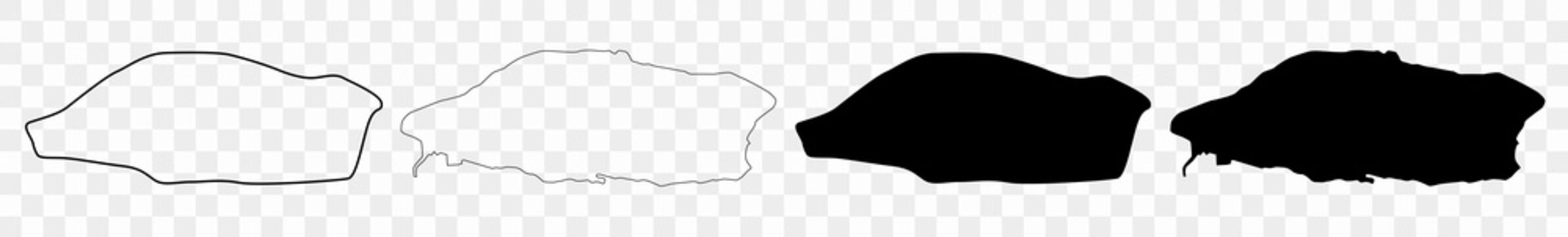 Baltrum Karte Schwarz | Baltrumer Grenze | Deutsche Ostfriesische Insel | Transparent Isoliert | Variationen