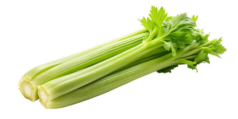 Fresh green celery isolated on Transparent background.