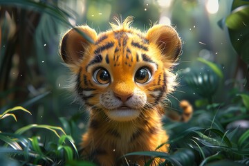 Cute Baby Tiger Illustration Design Art Cartoon Generative AI