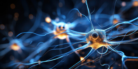 a blue 3D rendering of neurons background.