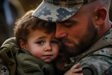 Generative AI illustration image of young ukrainian soldier fighting for freedom