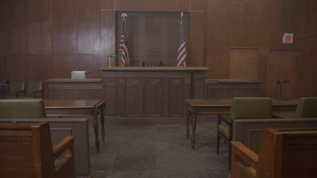 Court room slider shot empty venue