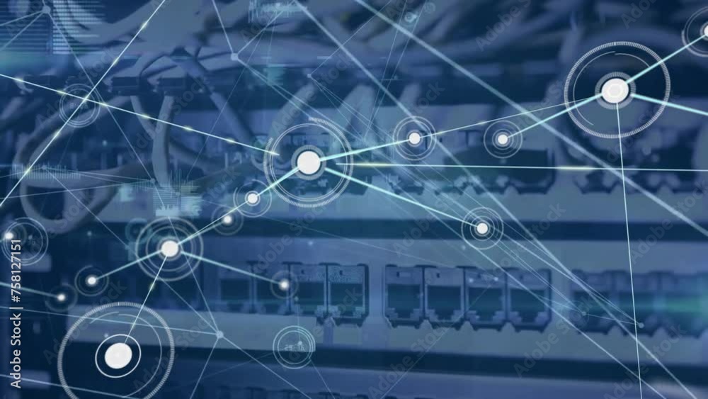 Poster animation of network of connections over computer server