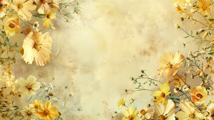 Delicate Flowers on Vintage Background