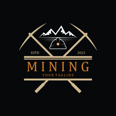 Mountain Mining Logo Silhouette Design Vector Illustration