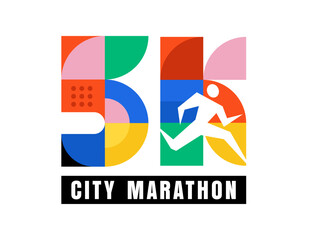 Run, Marathon concept design. Geometric colorful modern design