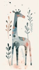 Gentle Giraffe in Pastel Illustration