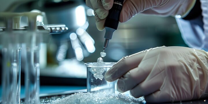Diamond growing in a lab
