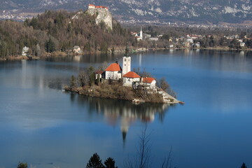 lake bled and island with church