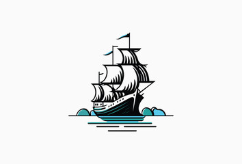 Sail Boat Illustration Logo Template