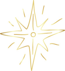 Gold star icon set. Hand drawn style