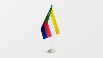 Comoros islands national flag on stick isolated on white background. Realistic flag illustration