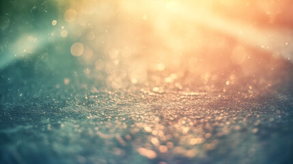 Abstract bokeh background from water drops on the asphalt road with expired film texture. Vintage image - obrazy, fototapety, plakaty