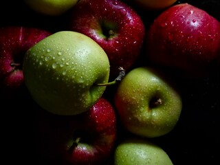 Apples in drops of water