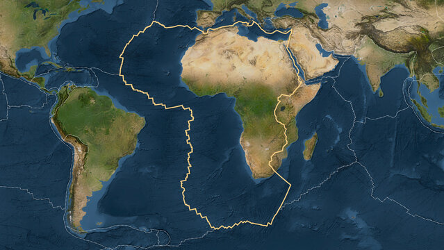 African plate outlined. Patterson Cylindrical. Satellite