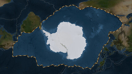 Antarctica plate extracted. Patterson Cylindrical. Satellite © zelwanka