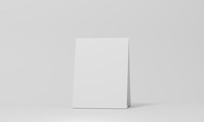 Mock up blank white Table Tent isolated on white background. template for designers design presentation, copy space for your logo or graphic design, showcase etc. Paper vertical cards, 3d render