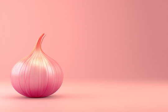 Stylized Garlic Clove on Pink Background.